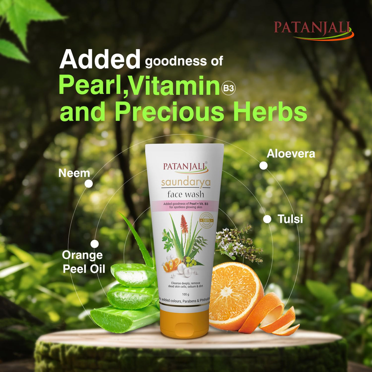 Patanjali Saundarya Face Wash, for Clean and Fresh Skin with Natural Ingredients for Daily Use 100g (Pack of 4)