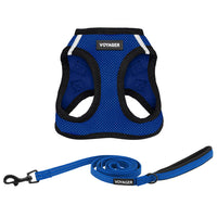 Voyager Step-in Air All Weather Mesh Harness and Reflective Dog 5 ft Leash Combo with Neoprene Handle, for Small, Medium and Large Breed Puppies by Best Pet Supplies - Blue, XXX-Small