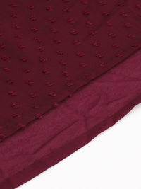 Janasya Women's  Wine Poly Chiffon Kurta