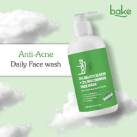 BAKE 2% Salicylic Acid & 3% Niacinamide Face Wash for Oily Acne Prone Skin | Treats Active Acne & Fades Acne Marks & Dark Spots | Daily Anti Acne Face Wash - 100ml