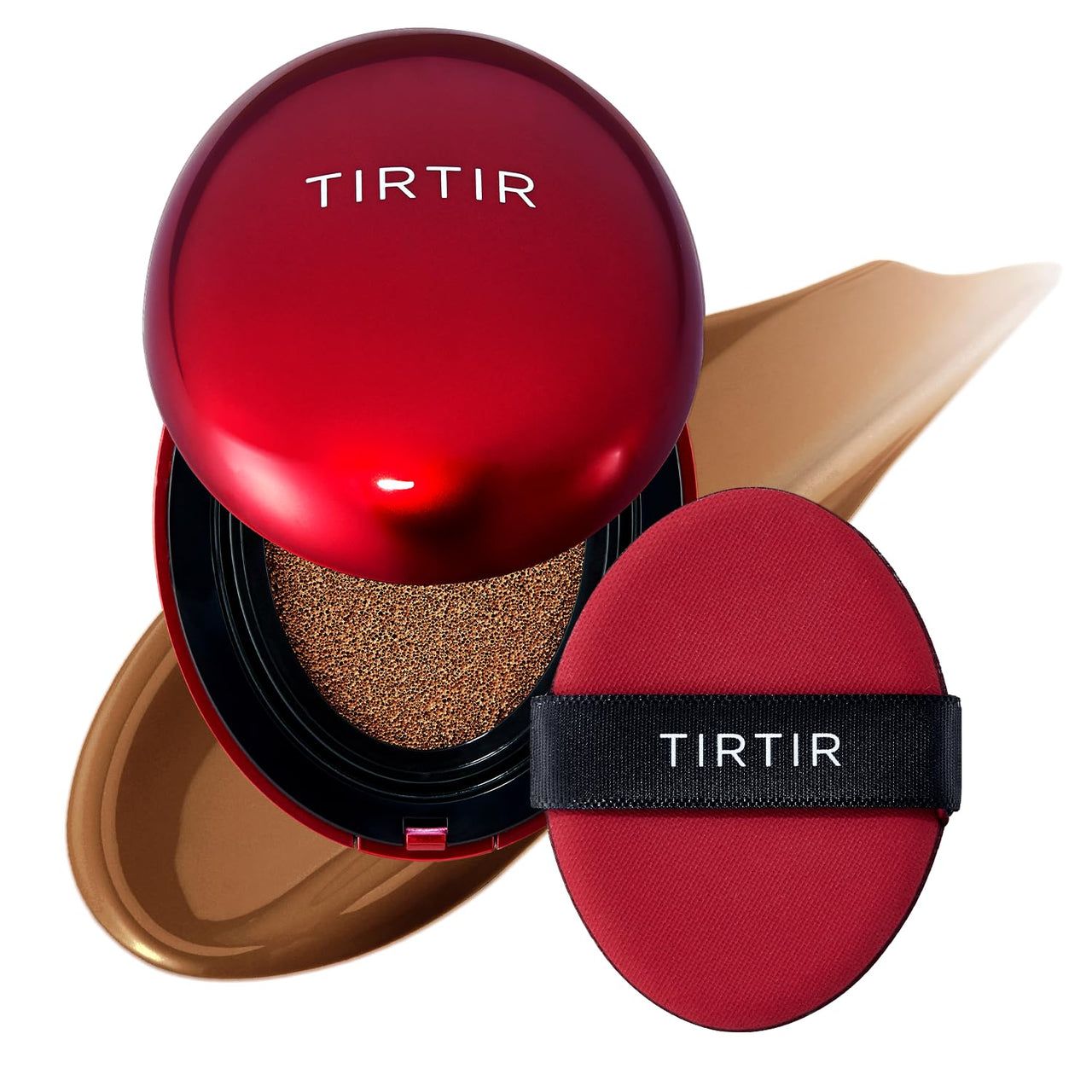 TIRTIR Mask Fit Red Cushion Foundation, Full coverage, Skin fit, Satin Glow Finish, Korean Cushion Foundation #45N SADDLE BROWN, 4.5g
