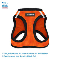 Voyager Step-in Air All Weather Mesh Harness and Reflective Dog 5 ft Leash Combo with Neoprene Handle, for Small, Medium and Large Breed Puppies by Best Pet Supplies - Orange/Black Trim, Medium Harness Leash Bundle (Orange/Black Trim) M (Chest: 16 - 18
