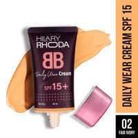 Hilary Rhoda BB Cream with SPF 15 | Infused with Wheat Germ Oil & Jojoba Seed Oil | Weightless Formula | Hides Blemishes, Dark Spots & Pigmentation - 40ml (Fair Ivory - Shade 2)
