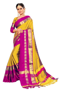 PAREVDEE Women's  Dobby Cotton Saree With Blouse Piece