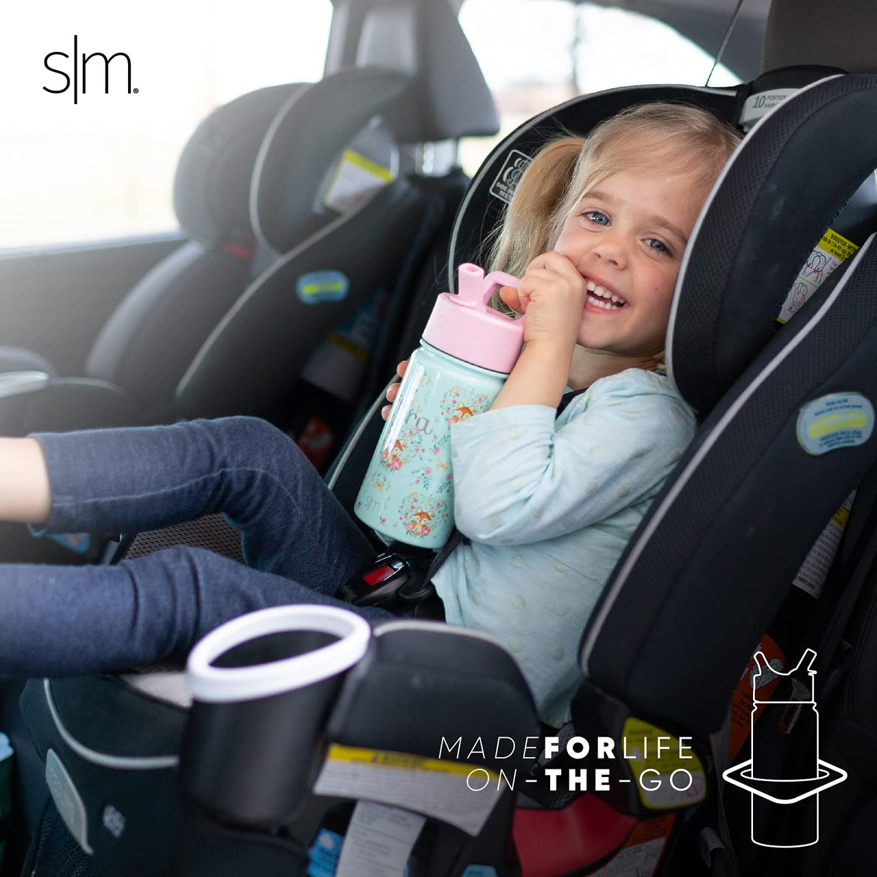 Simple Modern Disney Princess Cinderella Kids Water Bottle with Straw Lid | Reusable Insulated Stainless Steel Cup for Grils, School | Summit Collection | 14oz, Cinderella Floral Wishes