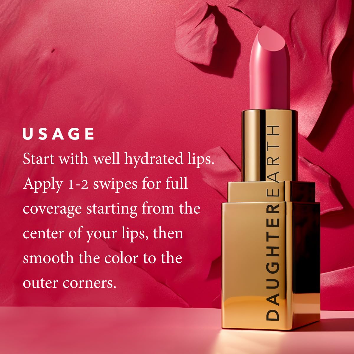DAUGHTER EARTH - Agent of Change-Lipstick | Vegan Plant Based Highly Pigmented Natural Lightweight Non Drying Lip Color | Long Lasting Phytonutrient Lipstick With Vit E & Bakuchiol | UV Protection | 4g