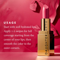 DAUGHTER EARTH - Agent of Change-Lipstick | Vegan Plant Based Highly Pigmented Natural Lightweight Non Drying Lip Color | Long Lasting Phytonutrient Lipstick With Vit E & Bakuchiol | UV Protection | 4g