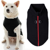 Gooby Zip Up Fleece Dog Sweater - Black, Medium - Warm Pullover Fleece Step-in Dog Jacket with Dual D Ring Leash - Winter Small Dog Sweater - Dog Clothes for Small Dogs Boy and Medium Dogs Medium chest (~17.5