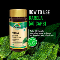 Zandu Karela (Bitter Melon) - 60 Veg Capsules, Helps for Healthy Sugar Levels, Boosting Metabolism & Known for Blood Purification
