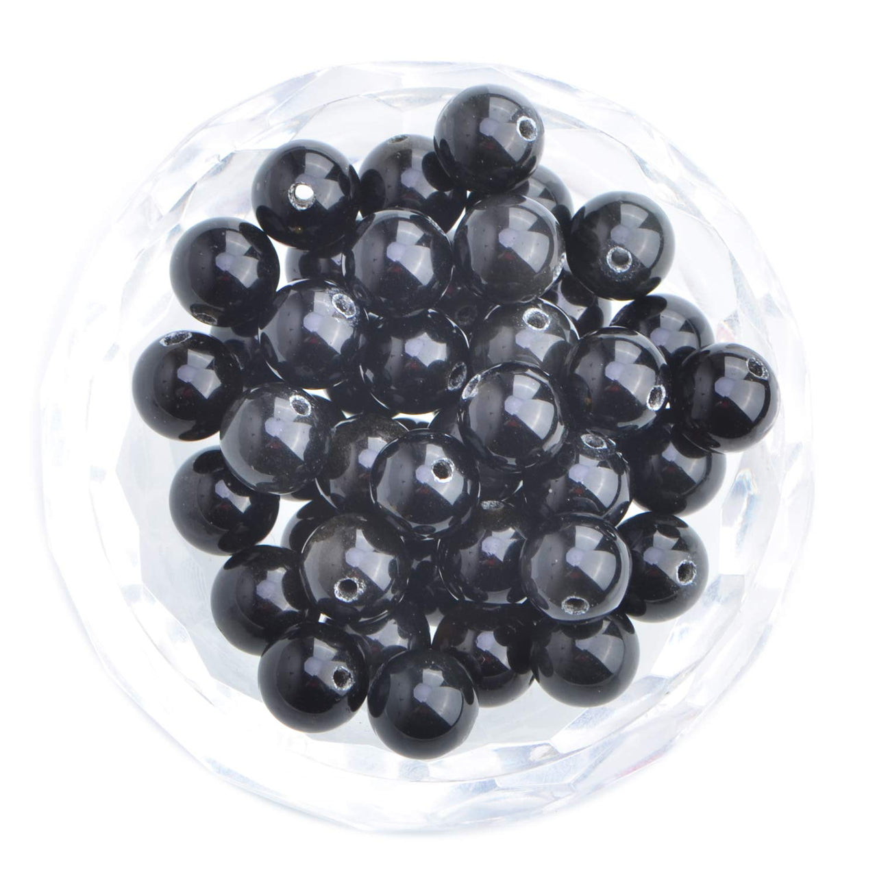 100Pcs Natural Crystal Beads Stone Gemstone Round Loose Energy Healing Beads with Free Crystal Stretch Cord for Jewelry Making (Black Obsidian, 8MM) Black Obsidian