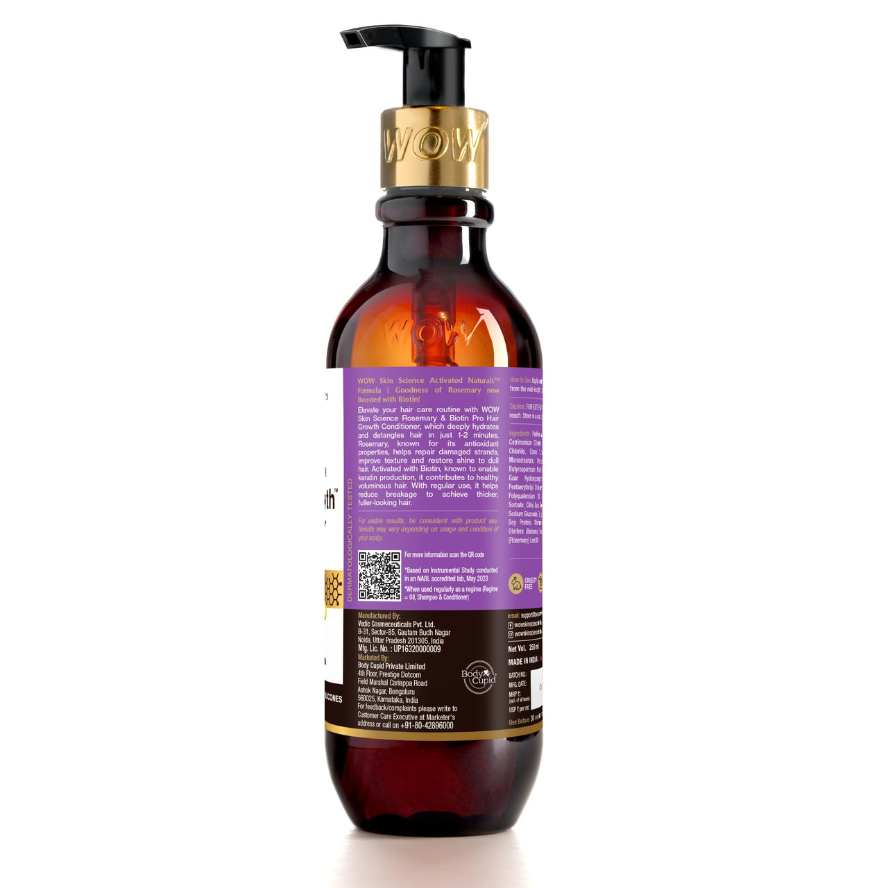 WOW Skin Science Rosemary & Biotin Anti Hair Fall Conditioner | Prevents Tangling & Revives Dull Hair | Promotes Hair Growth & Prevents Hair Fall 250ml (Pack of 1)