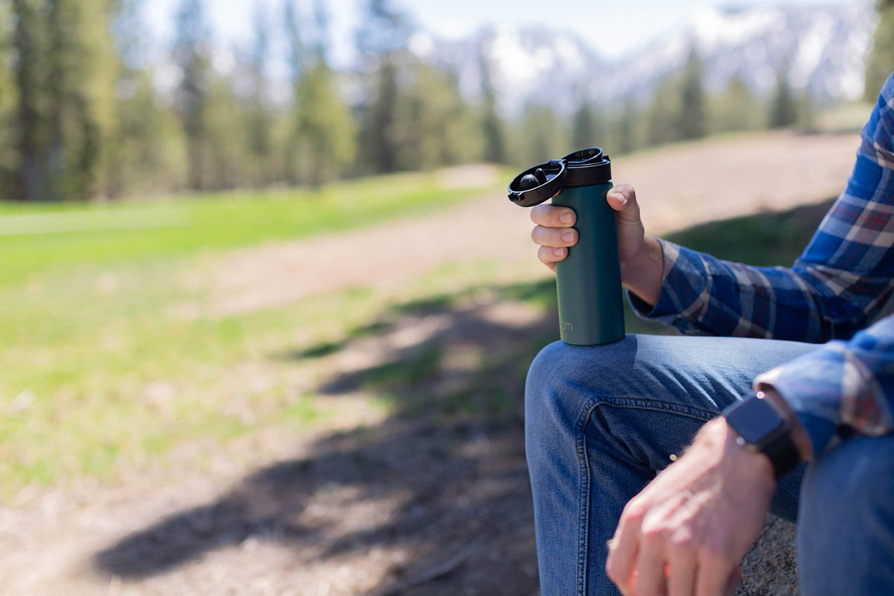 Simple Modern Insulated Thermos Travel Coffee Mug with Snap Flip Lid | Leakproof Reusable Stainless Steel Tumbler Cup | Gifts for Women Men Him Her | Kona Collection | 16oz | Cream Leopard -Pattern: Cream Leopard