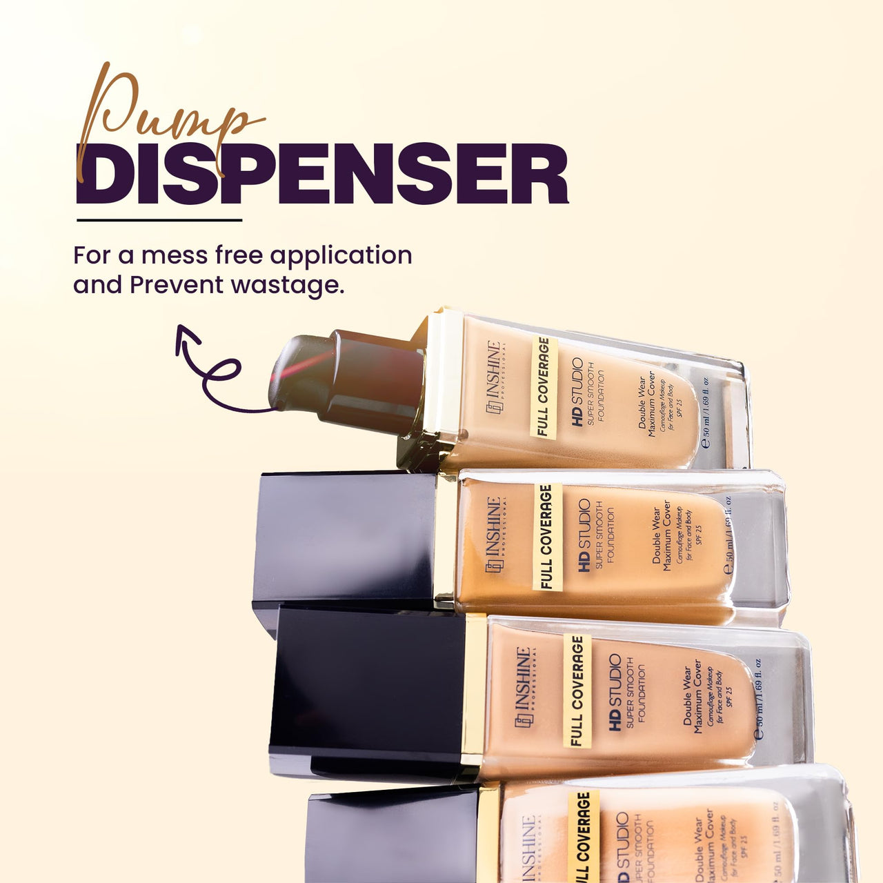 INSHINE 24-Hour Full Coverage Foundation – Lightweight, Waterproof, Oil Control, Sweat & Humidity-Resistant with Non-Cakey Matte Finish - Caramel