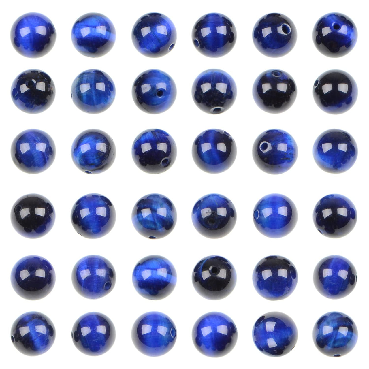 Bymitel 210pcs Natural Crystal Beads Stone Gemstone Round Energy Healing Loose Beads with Stretch Cord for Jewelry Making Bracelets Anklets (Blue Tiger's  Eye, 6mm 210pcs) Blue Tiger's  Eye