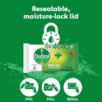 Dettol Germ Protection Wet Wipes for Skin & Surfaces, Original - 40 Count (Pack of 3)|| Moisture-Lock Lid