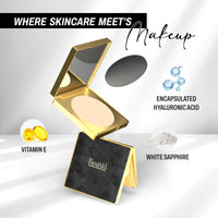 Born16 Moon Duchess Velvet Hydrolock Compact Powder – Crystal | India’s First Encapsulated Hyaluronic Acid | Medium-High Coverage, Smooth-Matte Finish | 24-Hour Stay with Vitamin E & SPF, 9g