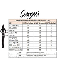 QAZMI Women's  Cotton Straight Embroidered Kurti Black L