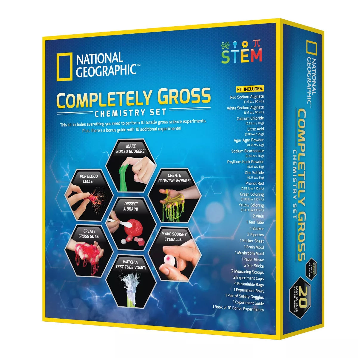 NATIONAL GEOGRAPHIC Gross Chemistry Set - 10 Gross Science Experiments for Kids, Dissect a Brain, Burst Blood Cells, and More, Great STEM Science Kit for Kids Who Love Gross Science Experiments