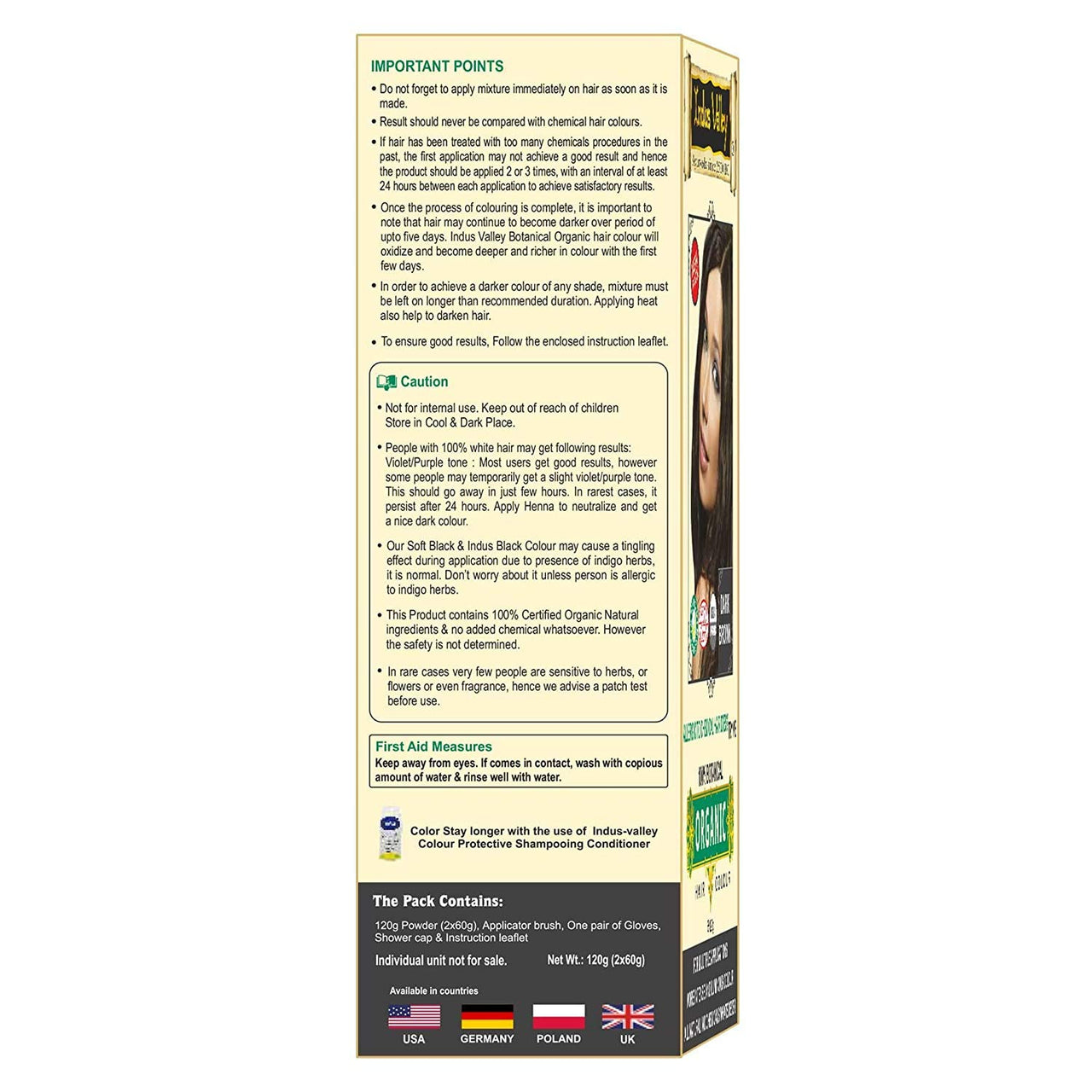 INDUS VALLEY Organic Dermatologist Recommended Dark Brown Hair Colour - (Pack of 3)