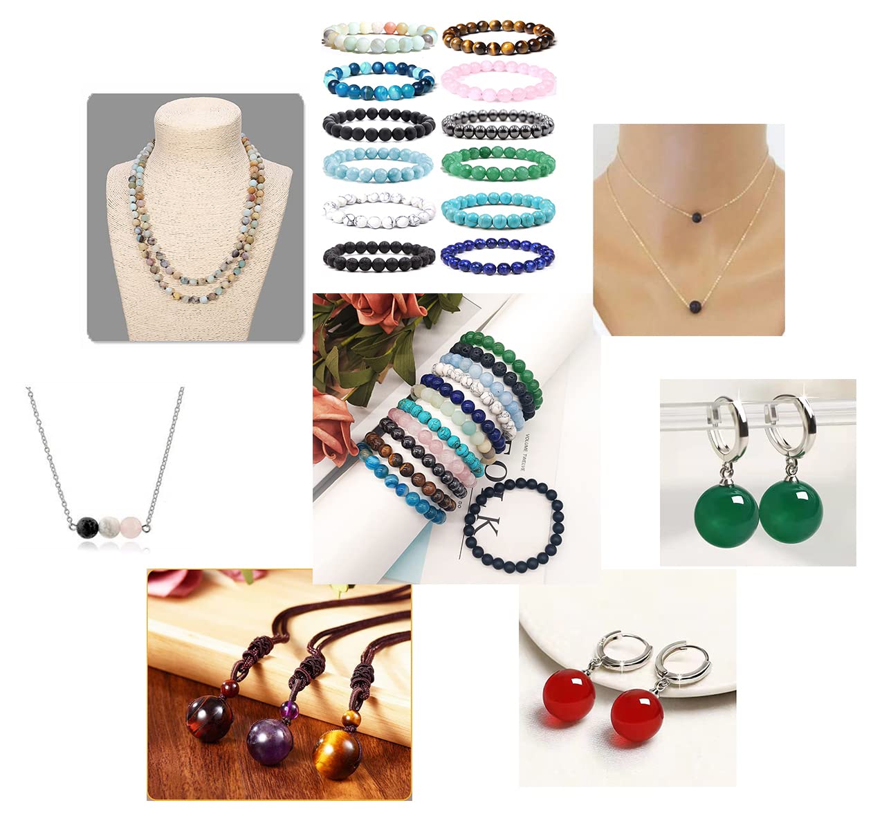 60pcs 6mm Natural Stone Beads Matte Howlite Beads Energy Crystal Healing Power Gemstone for Jewelry Making, DIY Bracelet Necklace