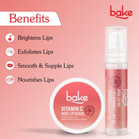 BAKE Vitamin C Rose Tinted Lip Kit | Lip Lightening Scrub for Dark Lips Exfoliation | For Hyperpigmented Lips, Dehydrated Lips, Flaky Lips & Chapped Lips | For Men & Women | 25g (Rose Lip Kit)