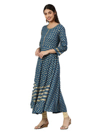 Yash Gallery Women's  Rayon Golden Buti Printed Anarkali Kurta
