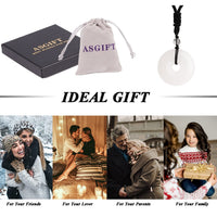 ASGIFT Lucky Coin Crystal Necklace 30mm Round Donut Natural Quartz Protection Pendant with Adjustable Rope Reiki Healing Crystal Stone Spiritual Necklaces for Men Women White-Clear Quartz