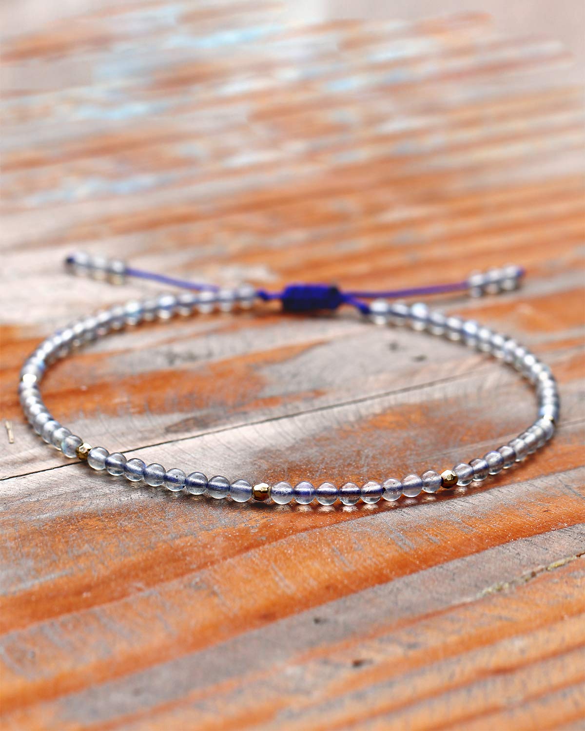 Jewever Gemstone Foot Anklet Bracelet for Women Beaded Stone Healing Energy Crystal Beach Foot Jewelry Adjustable(8.5-10 Inches) moonstone