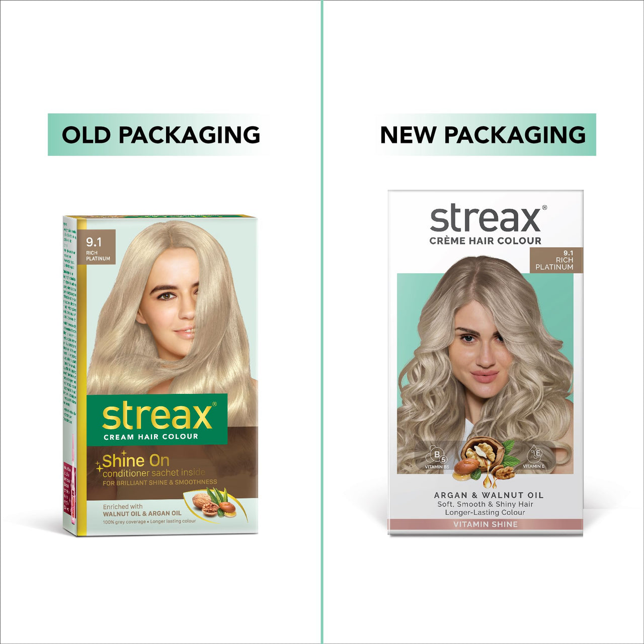 Streax Permanent Hair Colour, 100% Grey coverage, Infused with Argan and Walnut Oil, Long Lasting Cream Hair Colour for Women, Ash Hair Color, 9.1 Rich Platinum, 120 ml, Pack of 1