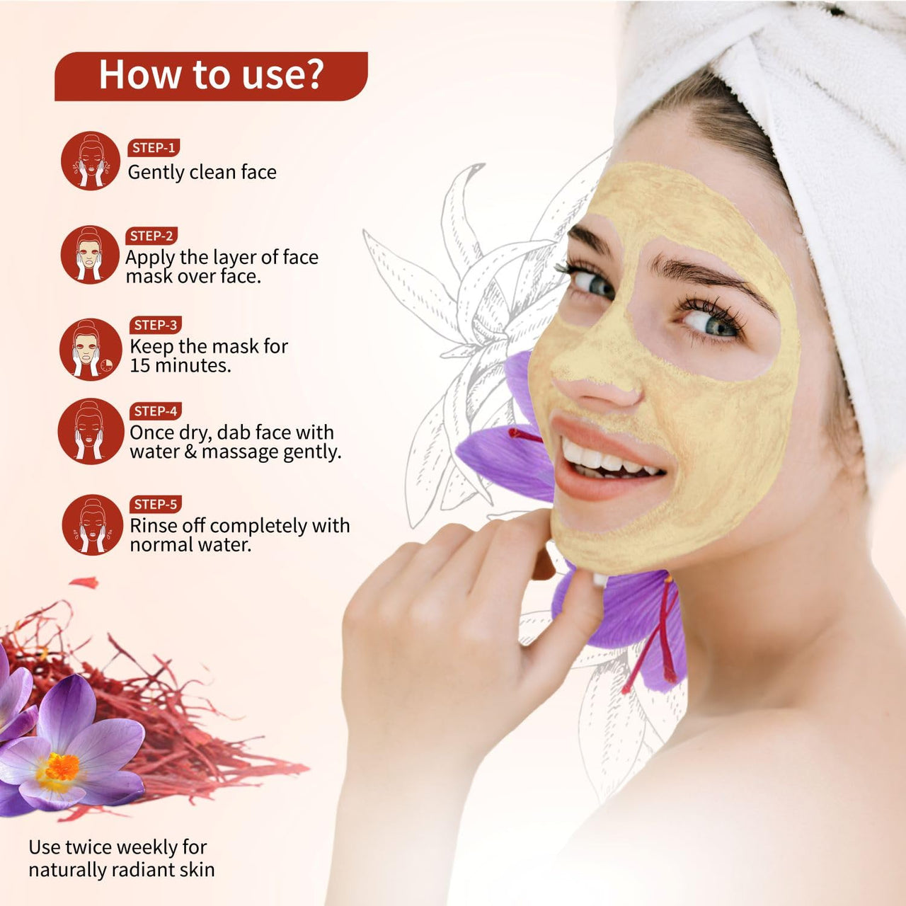 Ayouthveda Kunkumadi Face Mask | Infused with Kumkumadi Taila, Sandalwood, Turmeric & Finest Kashmiri Saffron | Helps to Tighten Pores & Boost Skin Radiance (Pack Of 1-50gm)