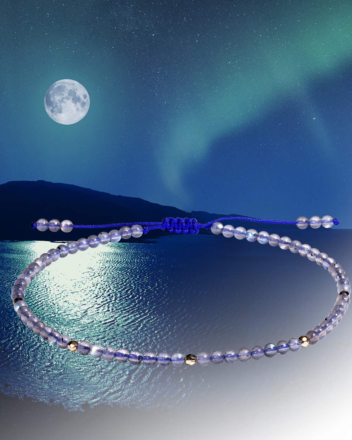 Jewever Gemstone Foot Anklet Bracelet for Women Beaded Stone Healing Energy Crystal Beach Foot Jewelry Adjustable(8.5-10 Inches) moonstone