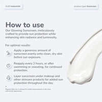 Elvey Essentials Glowing Sunscreen SPF 50+ PA++++ with Vitamin C, Hyaluronic Acid & Liquorice for All Skin Types | Broad Spectrum, UVA/UVB & Blue Light Protection | No White Cast, Water Resistant & Non Irritant (50g)