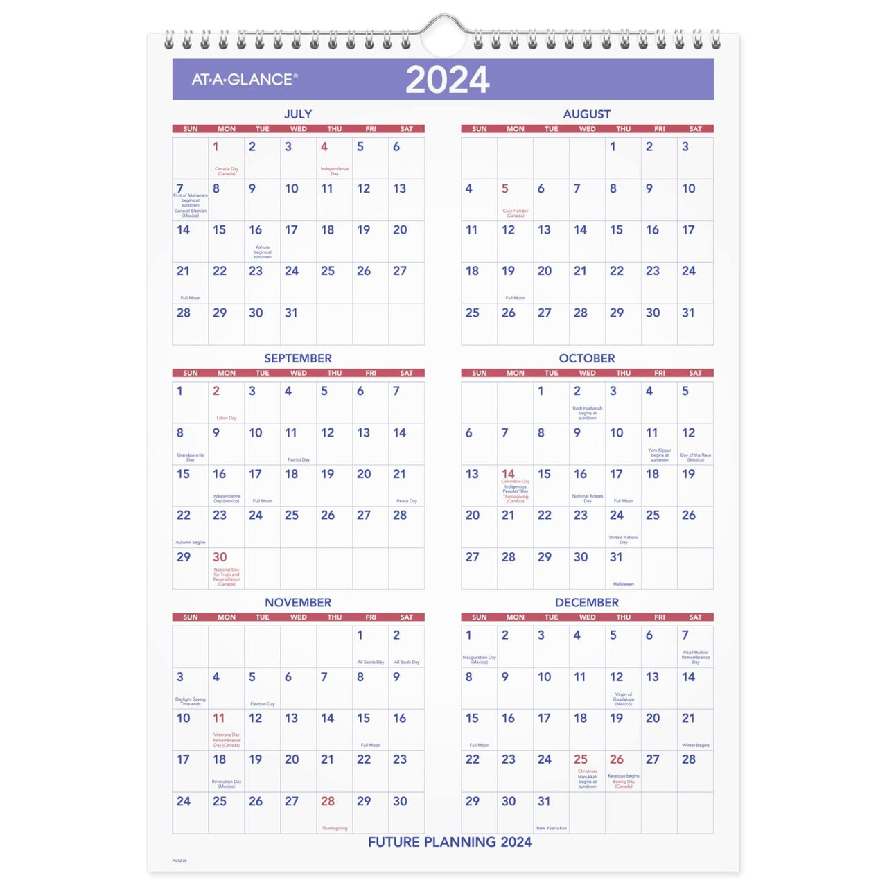 AT-A-GLANCE 2023-2024 Academic Wall Calendar, Monthly, 12" x 17", Medium, Ruled Daily Blocks (PMA228)