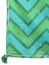 ishin Women's  Cotton Green Embroidered Anarkali Kurta Set with Dupatta