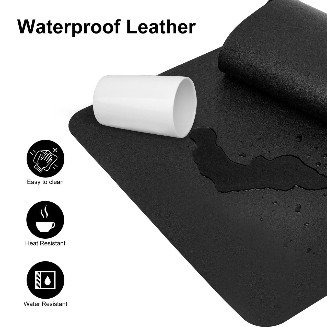 Desk Pad,Large Mouse Pad, Non-Slip PU Leathers Writing Pad,Desktop Protection Pad,Computer Desk Pad, Waterproof Table Mat, Desk Mat for Office and Home Writing (Black;31.5"x 15.7") Black 31.5"x 15.7"