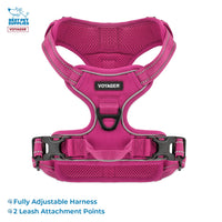 Voyager Dog Harness Dual Leash Attachment No-Pull Control Adjustable Soft but Strong Pet Harness for Medium and Large Dogs with 3M Reflective Technology - Harness Leash Set (Fuchsia), XL XL (Chest: 28 - 37