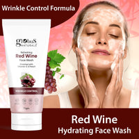 Globus Naturals Red Wine Hydrating Face Wash, Enriched With Rosemary & Honey, Wrinkle Control Formula, Natural, Gentle & Mild, Suitable For All Skin Types, 75 gm