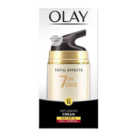 Olay Day Cream Total Effects 7 in 1, Anti-Ageing Gentle Moisturiser, 50g And Olay Day Cream Total Effects 7 in 1, Anti-Ageing SPF 15, 50g