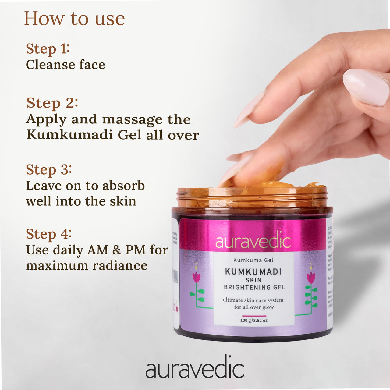 AURAVEDIC Kumkumadi Gel for Brightening & Glow Pack of 2 - Kumkumadi to Purify, Detox, Glow & Renew Face & Skin | Beauty Ritual for Women and Men