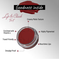 Seven Seas Lips & Cheek Tint Combo Pack of 2 | Matte Natural Blush for Women | Lip Tint with Vitamin E | Nourishing Cheek Tint (Fire Brick)