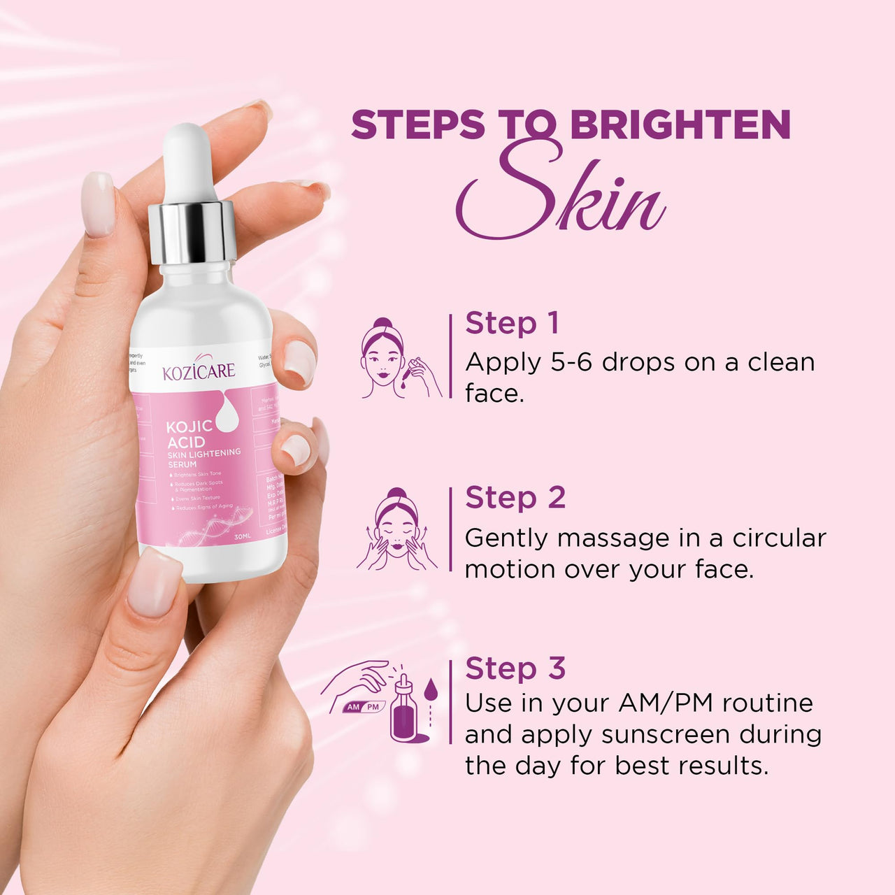 Kozicare Kojic Acid Face Serum For Acne And Dark Spots | Face Serum For Women & Men | Fast Absorbing & Deep Hydration |Helps Achieve a Radiant & Even Tone Skin -30 ML