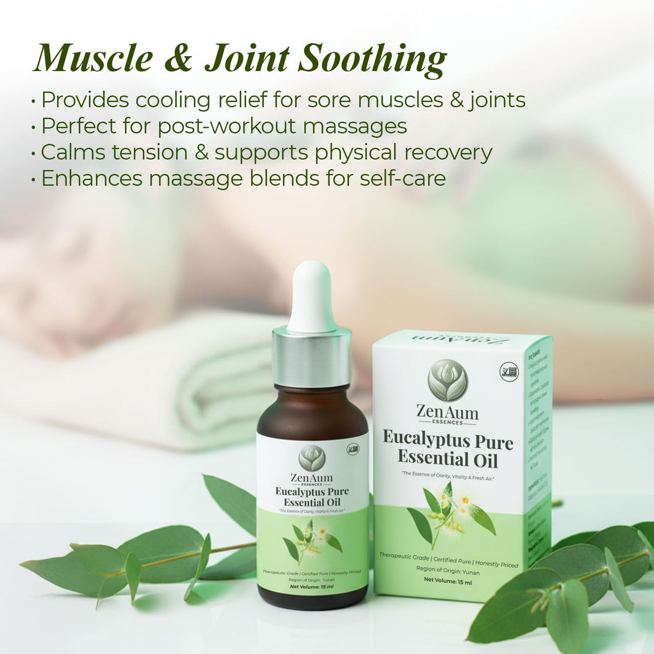 Zenaum Essences 100% Natural Eucalyptus Therapeutic Grade Essential Oil | 30ml (Pack of 2) | Respiratory Relief, Muscle Soothing & Aromatherapy | Sourced from Yunan, India | GMP, ISO & IFRA Certified
