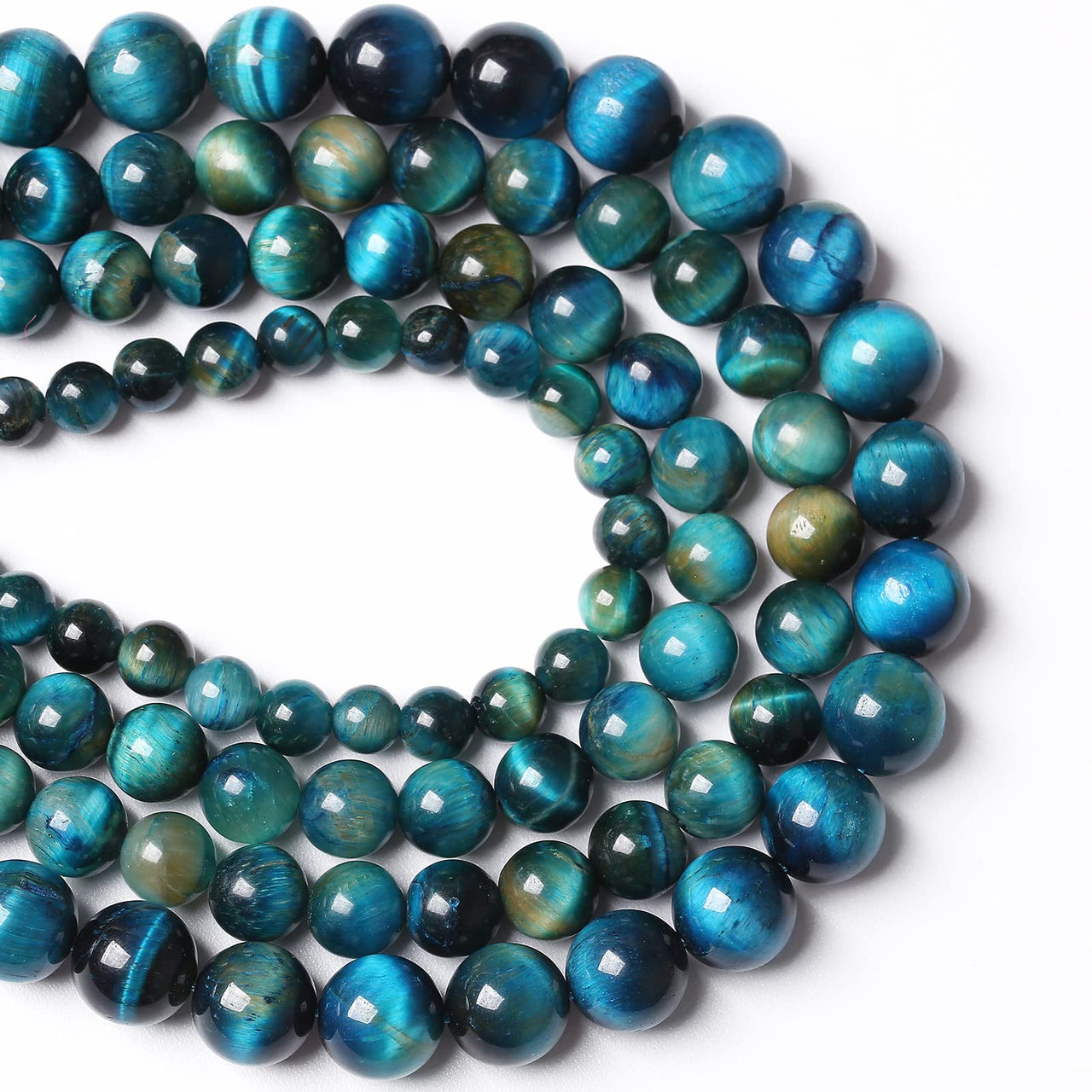 6mm 60PCS Peacock Blue Tiger Eye Stone Beads Natural Crystal Spacer Loose Beads for Jewelry Making DIY Bracelet Semi Precious Energy Healing Power 1 Strand 15 inches 6mm