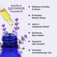 Rey Naturals Lavender Essential Oil For Hair Growth | Lavender Essential Oil For Skin | Undiluted Lavender Oil For Hair, Skin, Diffuser With Glass Dropper | Aromatherapy Diffuser Oil - 15ml(Pack Of 2)