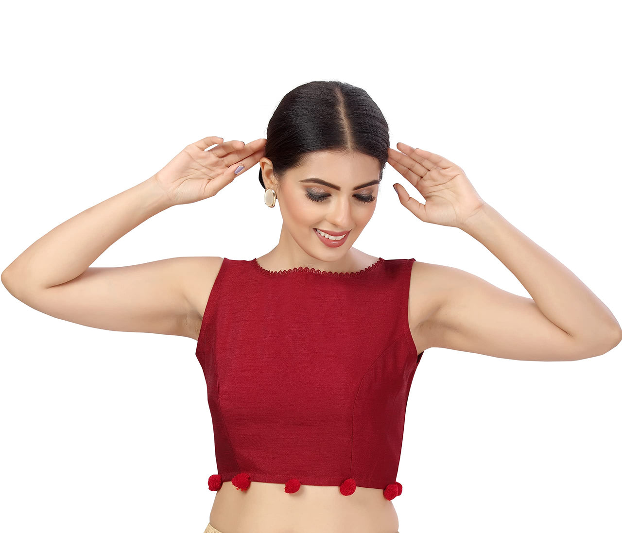 X3 Women's  Polyester Silk Sleeveless Saree Blouse