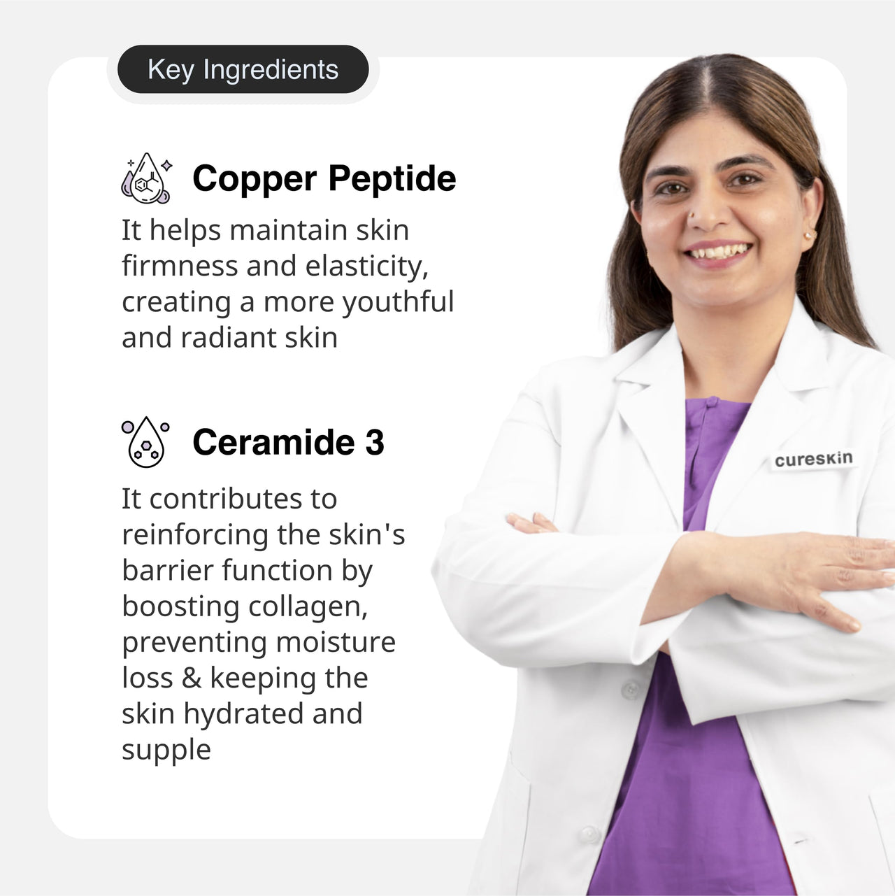 Cureskin Collagen Boost Hyaluronic Acid Serum | Plumps & Repairs with Hyaluronic Acid, Ceramide 3 & Copper Peptide