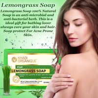 Khadi Organique Pure Natural & Herbal Handmade Lemongrass soap Combo Kit Pack of 4 500gm