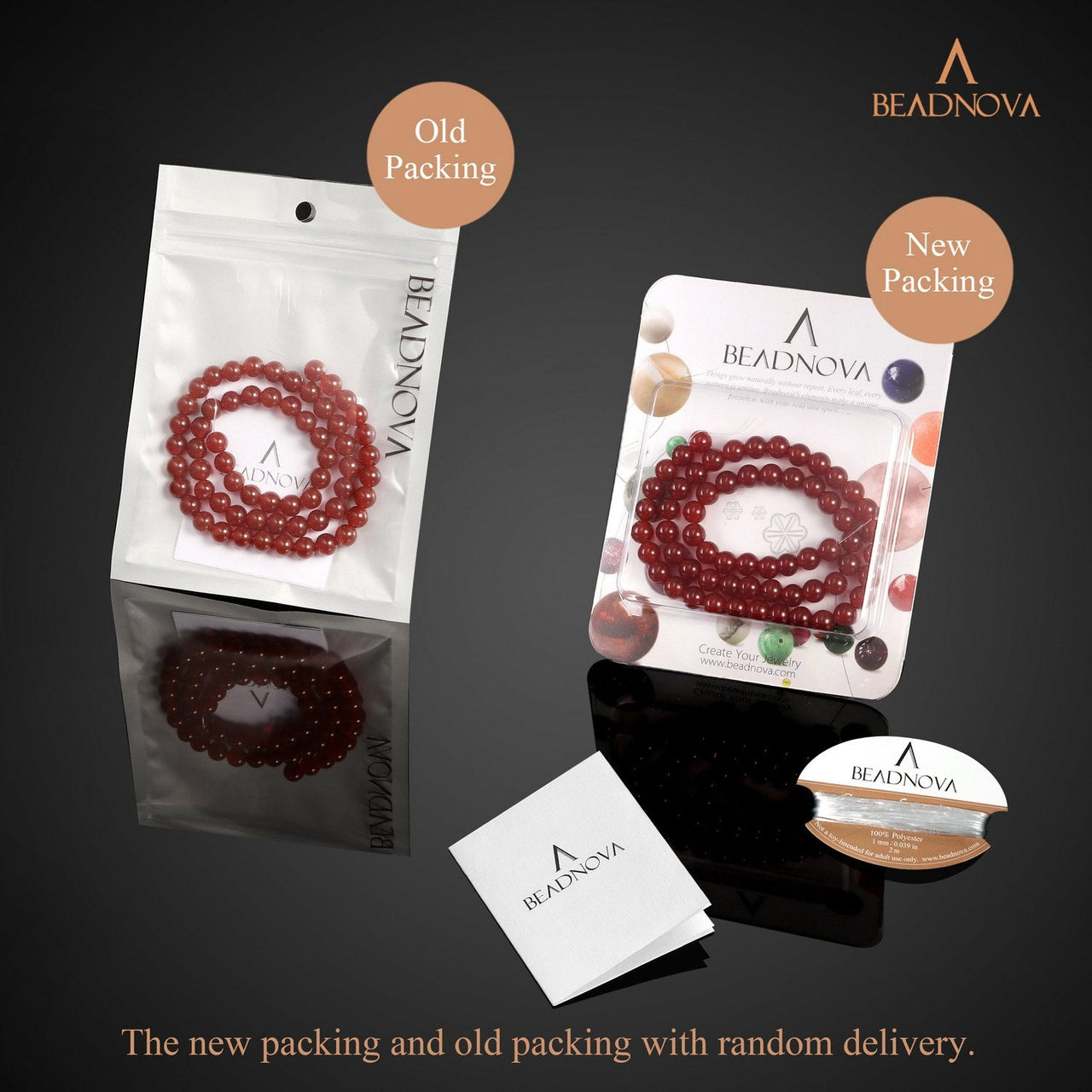 BEADNOVA Red Agate Beads Natural Crystal Beads Stone Gemstone Round Loose Energy Healing Beads with Free Crystal Stretch Cord for Jewelry Making (6mm, 62-64pcs) 6mm 02) Red Agate Round Beads