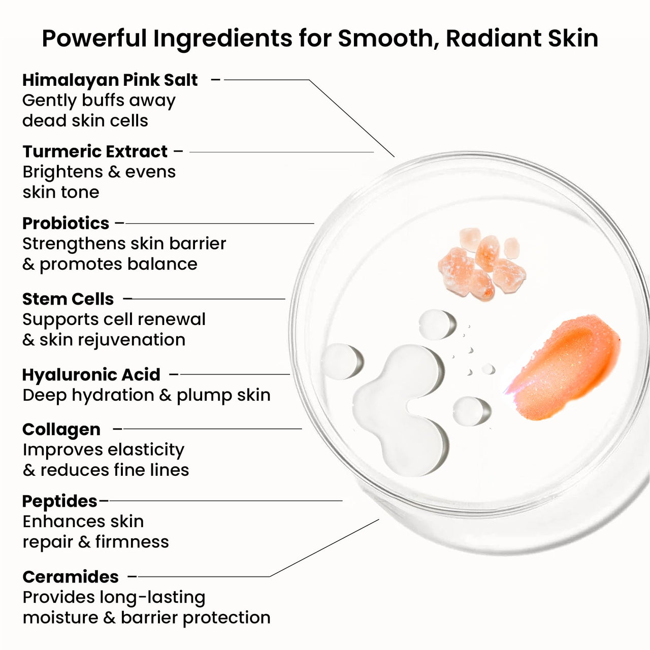 WildOak Himalayan Salt Scrub | 300gm | with Probiotics, Collagen, Peptides, Ceramides & Stem Cells | Tan Removal | Lightens Dark Area Like Neck & Elbows | Smoothen Bumpy Legs & Hands | Salt Body Scrub