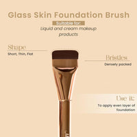 Milagro Beauty Glass Skin Foundation Professional Brush (18) | Full Coverage & Finish| Ultra Soft Bristles | Easy Blending For Cream & Liquid Foundation Application